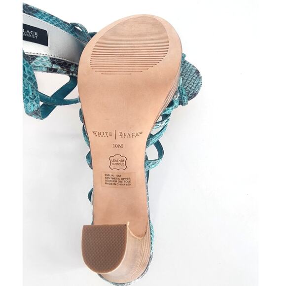 White House Black Market Emilia Teal Snakeskin Platform Sandals Women's Size 10M - Picture 5 of 12